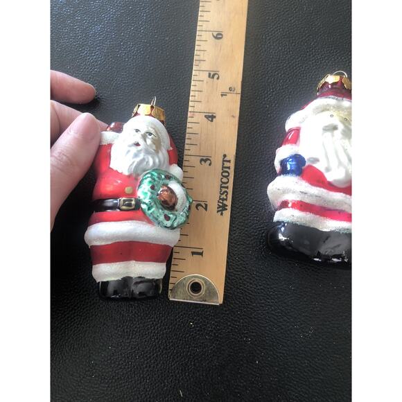 Vintage Eclectic CHRISTMAS BLOWN GLASS SANTA Lot Of 4 - Picture 5 of 10